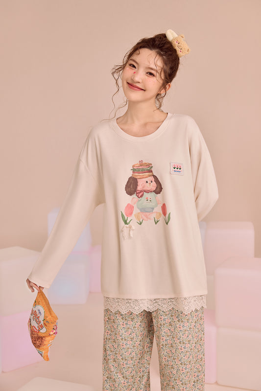 Women's Puppy Print Pyjama Set – Soft Cute Sleepwear Australia