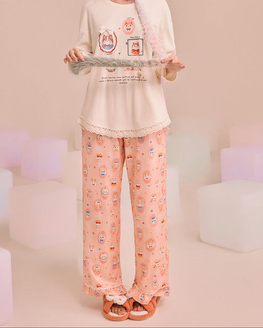 Women's Cat Print Pyjama Set – Soft Cute Sleepwear Australia