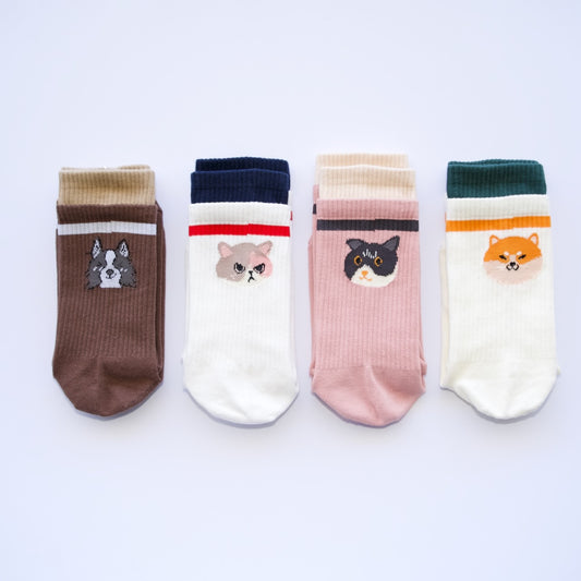 Playful Pup Grip Crew Socks – (4 Pack)