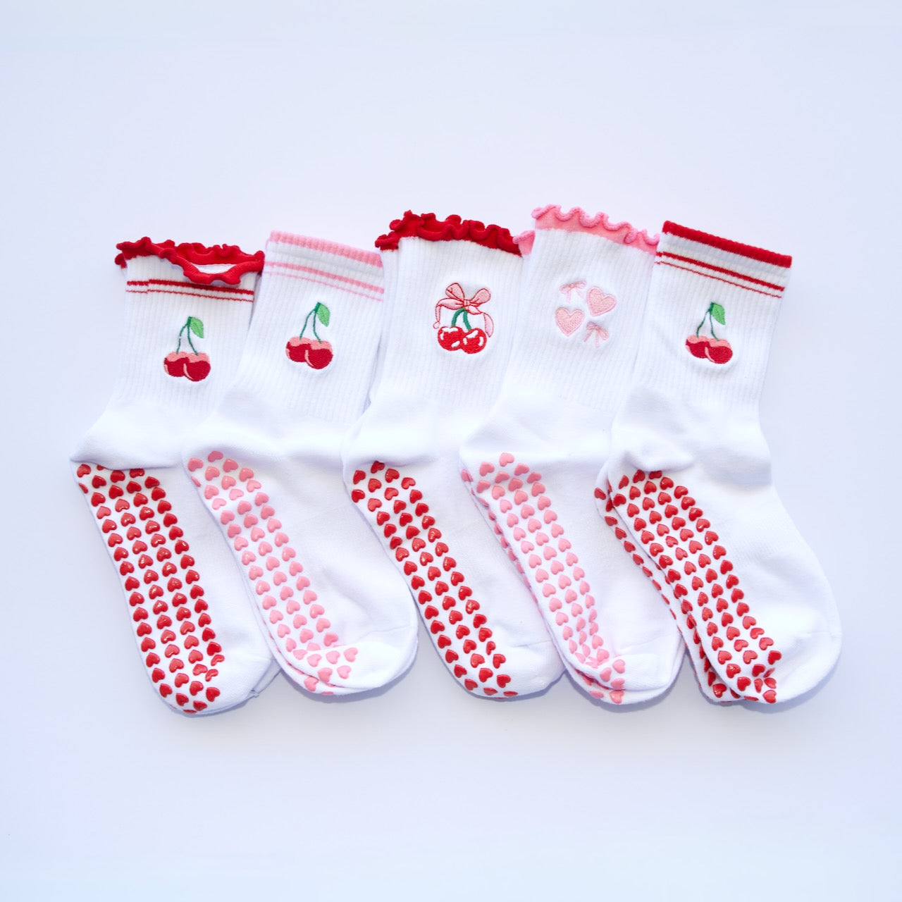 Cute Cherry Pop grip socks - (5 Pack)