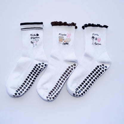 Cute Pilates grip socks - (3 Pack)