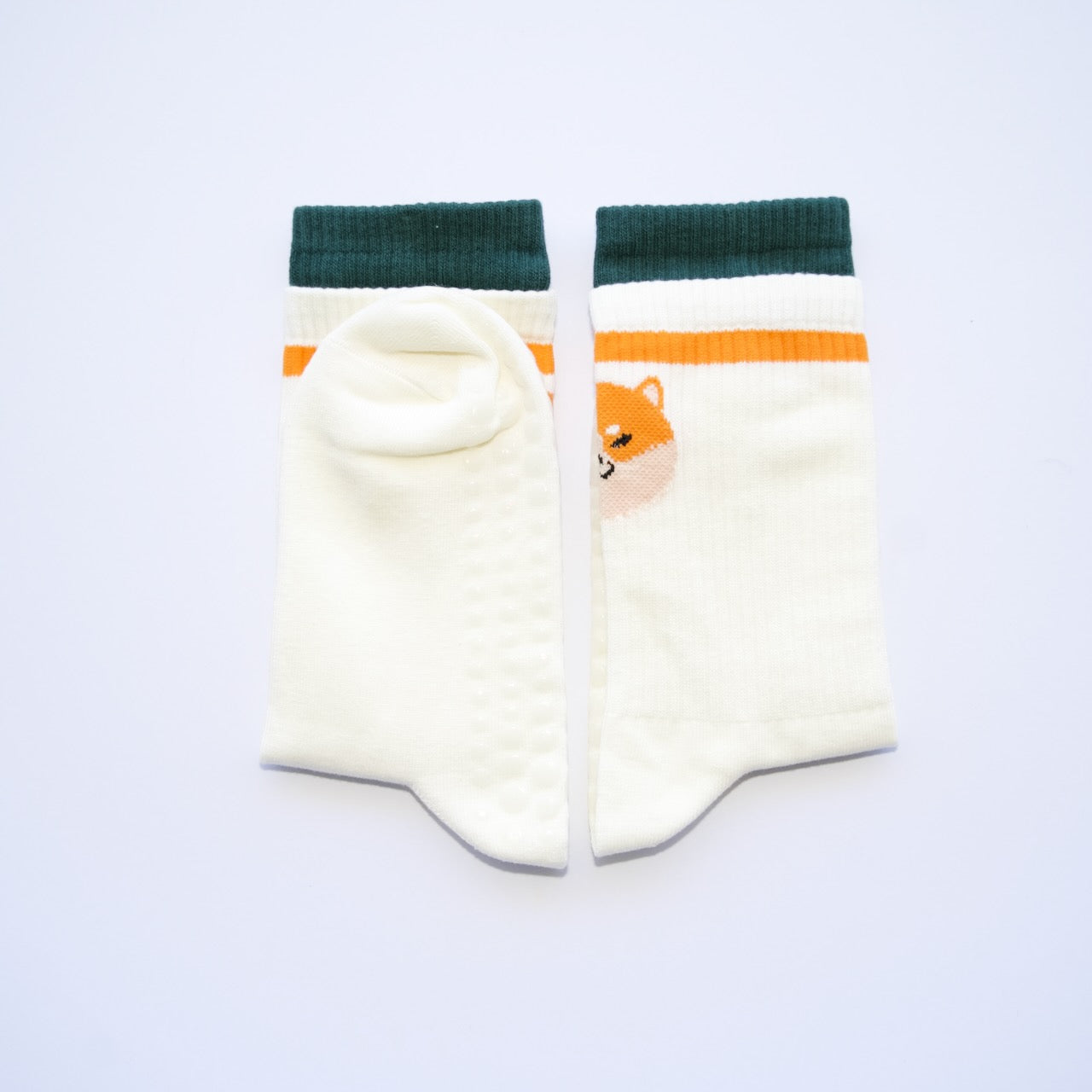 Playful Pup Grip Crew Socks – Beige