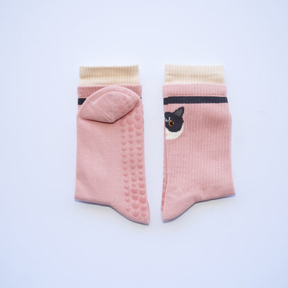 Playful Pup Grip Crew Socks – Pink