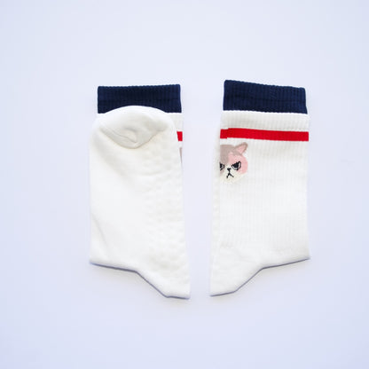 Playful Pup Grip Crew Socks – White