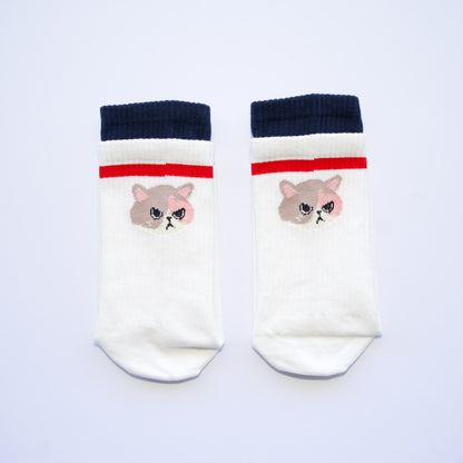 Playful Pup Grip Crew Socks – White