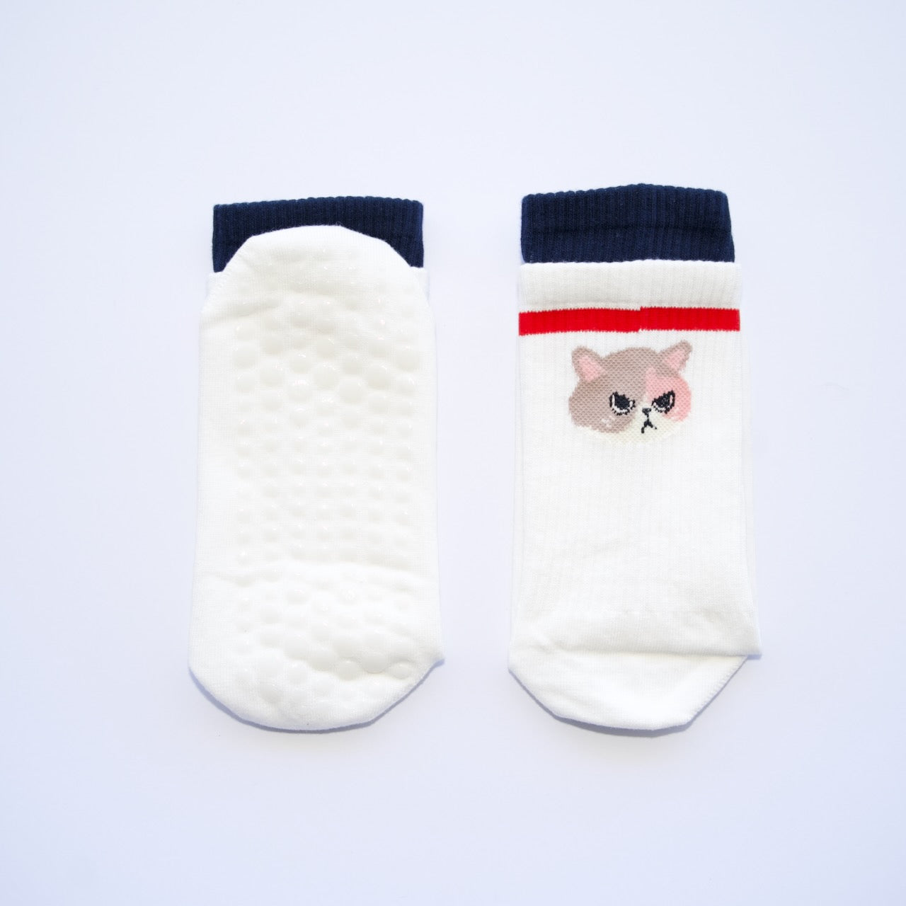 Playful Pup Grip Crew Socks – White