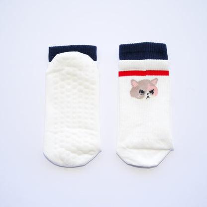 Playful Pup Grip Crew Socks – White