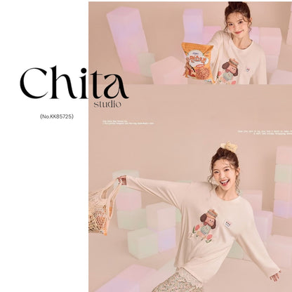 Cream Puppy Garden Pyjama Set – Sweet Lace-Trim Nightwear